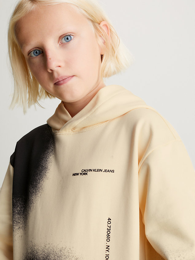 beige unisex relaxed spray print hoodie for kids unisex calvin klein jeans