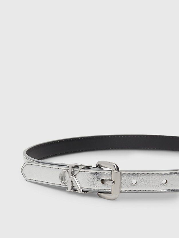 silver kids' metallic logo belt for kids unisex calvin klein jeans