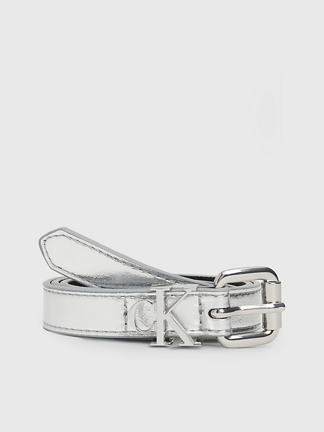 grey kids' metallic logo belt for kids unisex calvin klein jeans