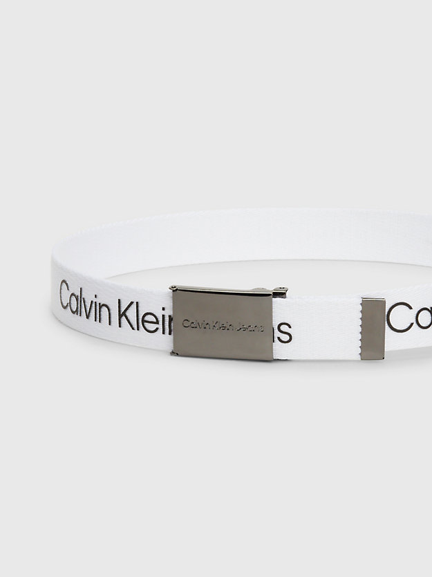 bright white kids' canvas logo belt for kids unisex calvin klein jeans