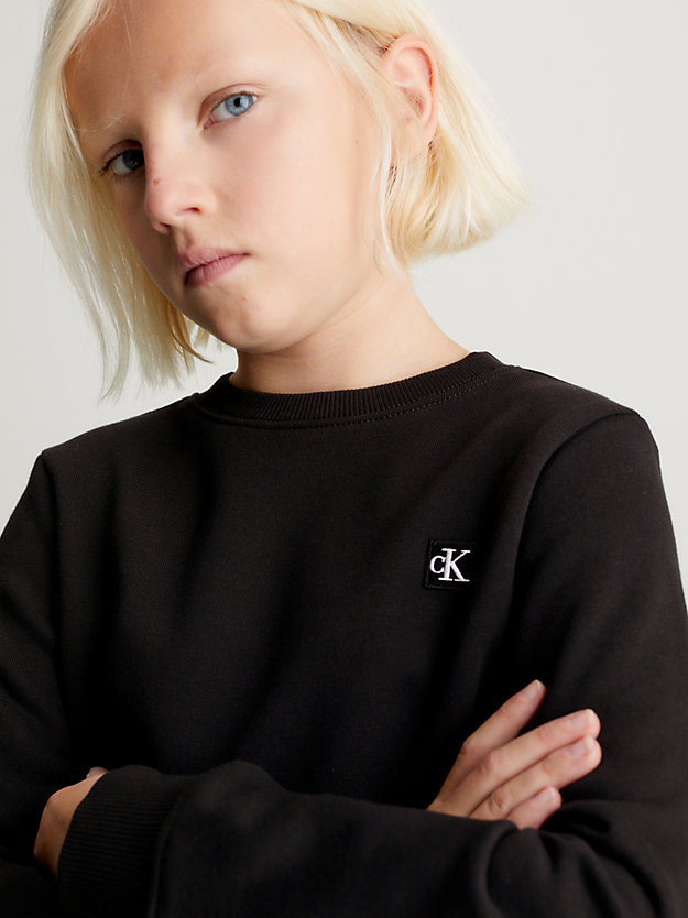 ck black kids' monogram terry sweatshirt for kids unisex calvin klein jeans
