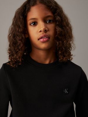 ck black kids' terry sweatshirt for kids gender inclusive calvin klein jeans