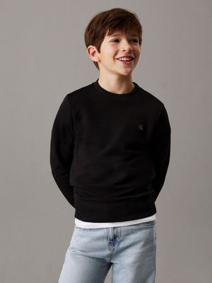 black kids' terry sweatshirt for kids gender inclusive calvin klein jeans