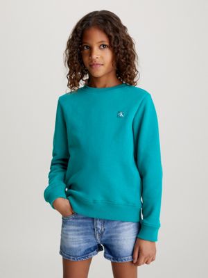 green kids' terry sweatshirt for kids gender inclusive calvin klein jeans