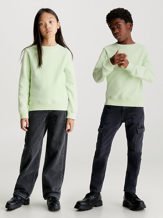 green kids' monogram terry sweatshirt for kids unisex calvin klein jeans