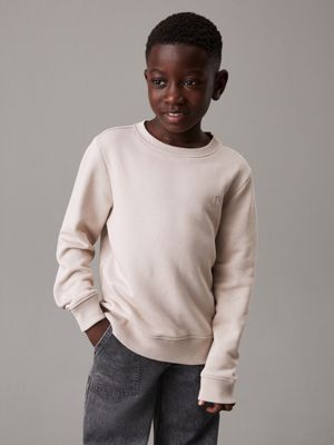 dusty grey kids' terry sweatshirt for kids gender inclusive calvin klein jeans