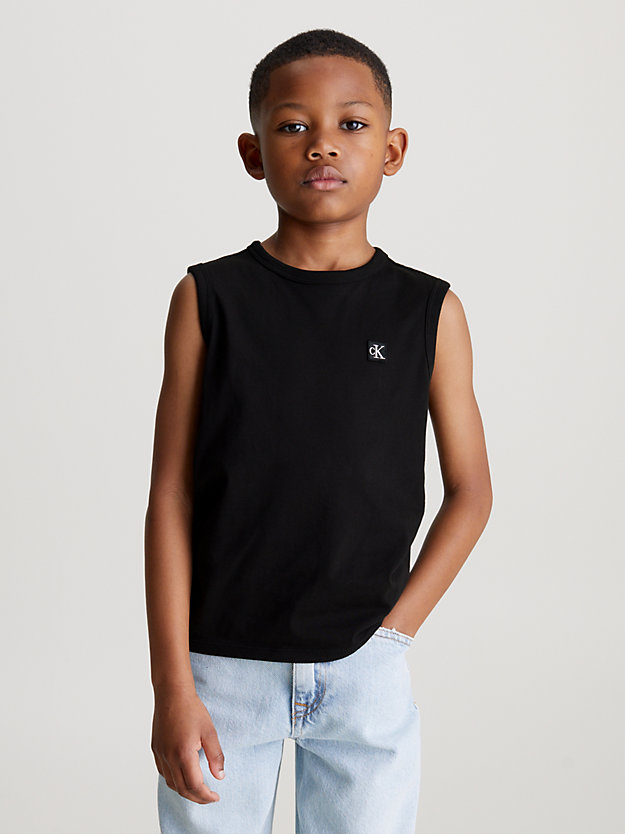 ck black dziecięcy top bez rękawów z monogramem dla dzieci unisex - calvin klein jeans