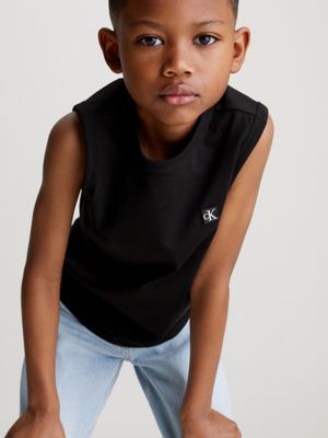 ck black kids' monogram tank top for kids gender inclusive calvin klein jeans