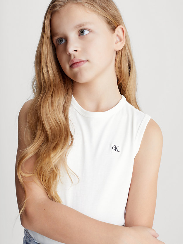 bright white kids' monogram tank top for kids unisex calvin klein jeans