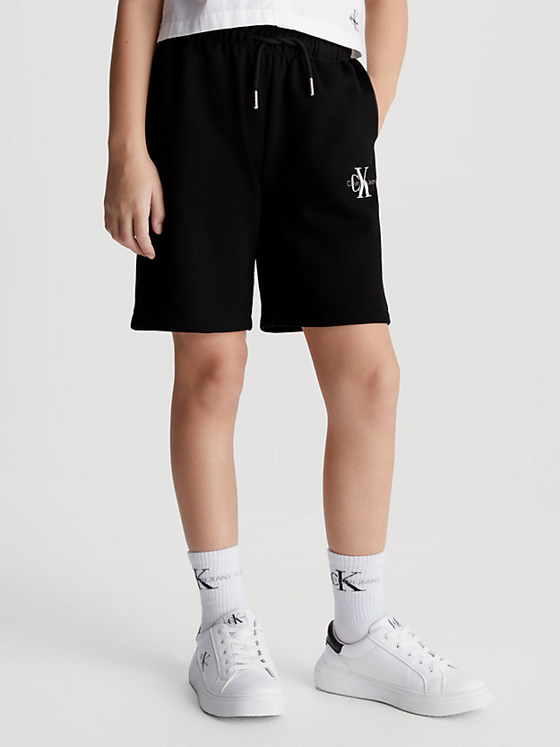 ck black kids' relaxed terry jogger shorts for kids unisex calvin klein jeans