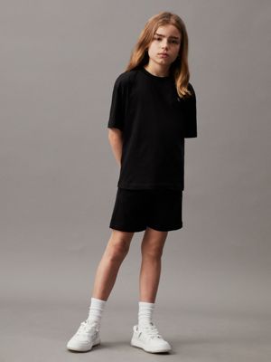 ck black kids' shorts and t-shirt set for kids gender inclusive calvin klein jeans