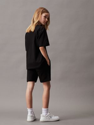 ck black kids' shorts and t-shirt set for kids gender inclusive calvin klein jeans