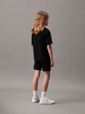 ck black kids' shorts and t-shirt set for kids gender inclusive calvin klein jeans