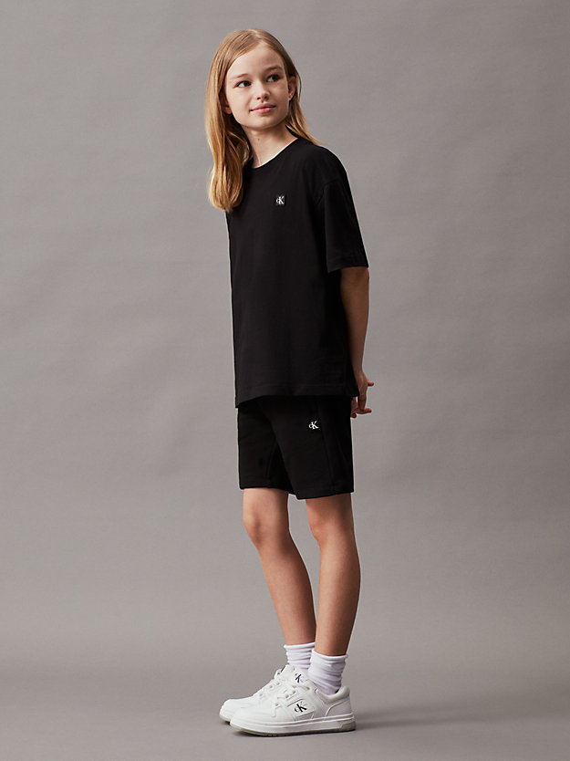 ck black kids' shorts and t-shirt set for kids unisex calvin klein jeans