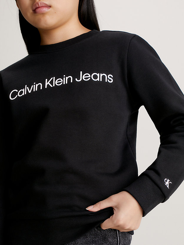 ck black kids' logo terry sweatshirt for kids unisex calvin klein jeans