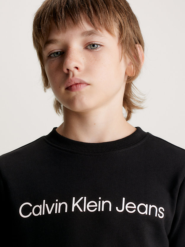 ck black dziecięca bluza z logo z materiału frotte dla dzieci unisex - calvin klein jeans