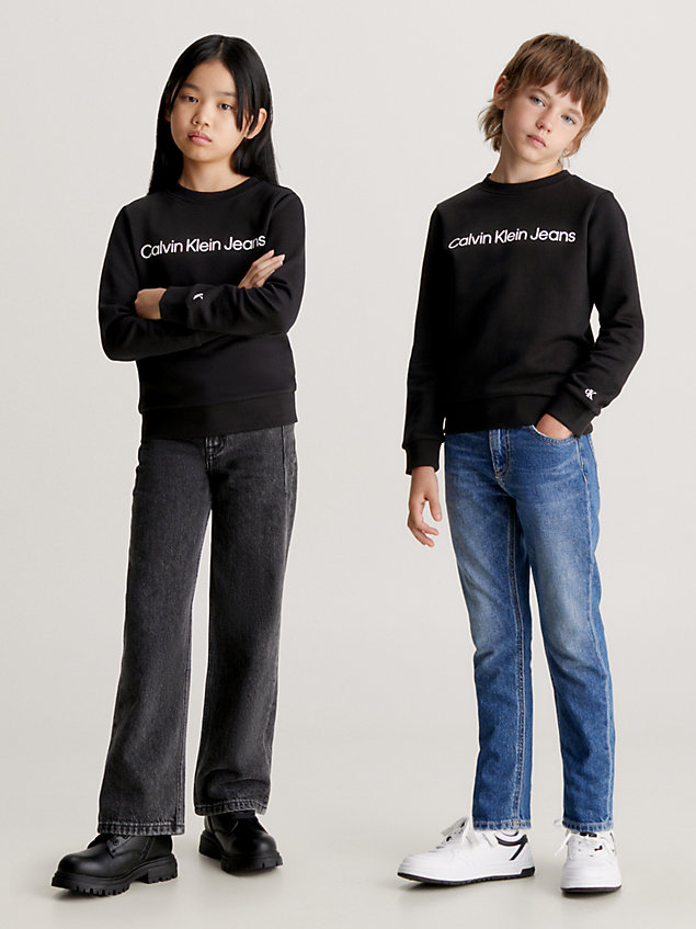 black dziecięca bluza z logo z materiału frotte dla dzieci unisex - calvin klein jeans