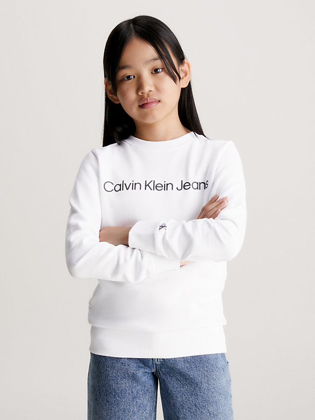 white unisex sweatshirt met logo voor kids unisex - calvin klein jeans