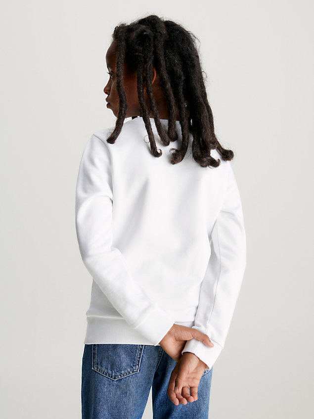 white unisex logo sweatshirt for kids unisex calvin klein jeans