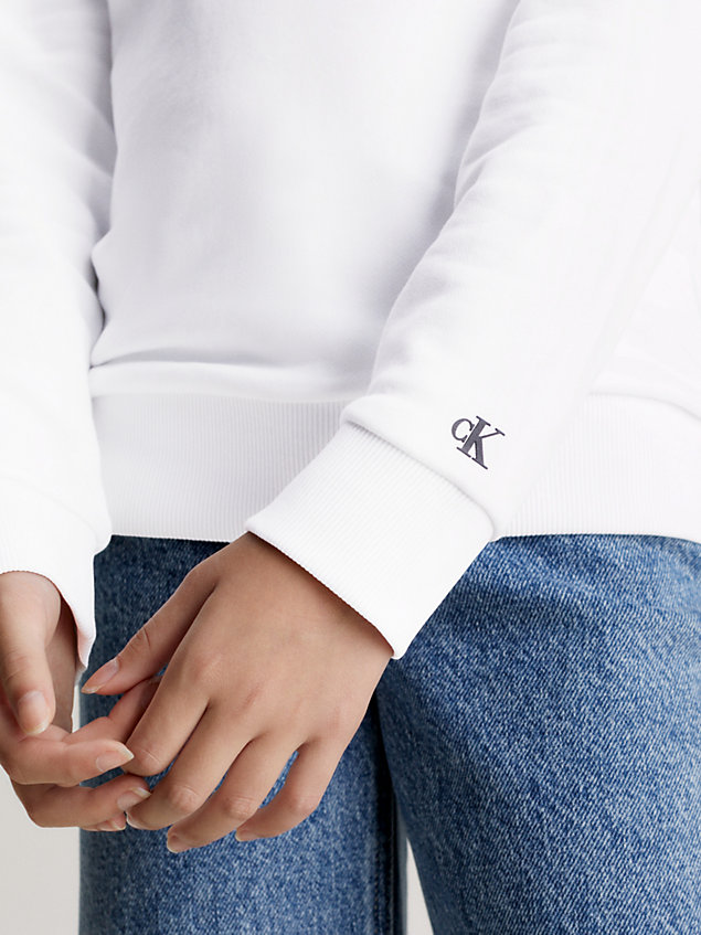 white unisex sweatshirt met logo voor kids unisex - calvin klein jeans