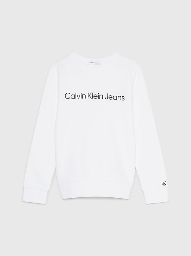 bright white kids' logo terry sweatshirt for kids unisex calvin klein jeans