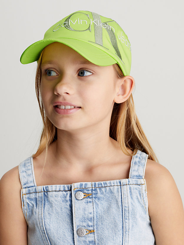 sharp green kids' canvas monogram cap for kids unisex calvin klein jeans