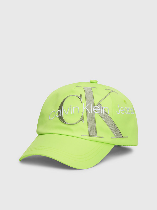 green dziecięca płócienna czapka z daszkiem z monogramem dla dzieci unisex - calvin klein jeans