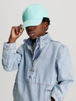 blue tint kids' monogram cap for kids gender inclusive calvin klein jeans