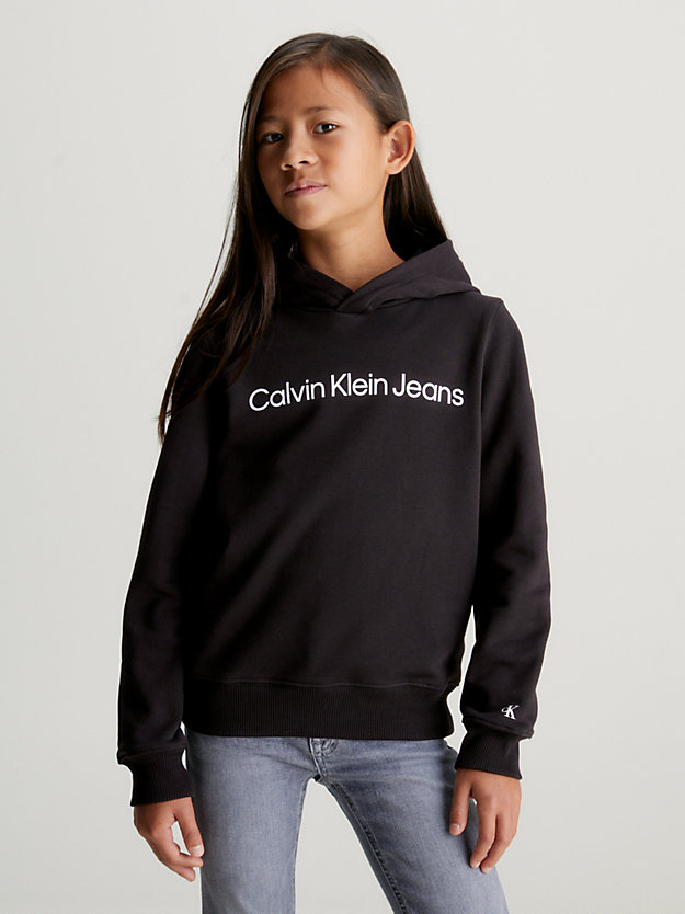 ck black kids' logo hoodie for kids unisex calvin klein jeans