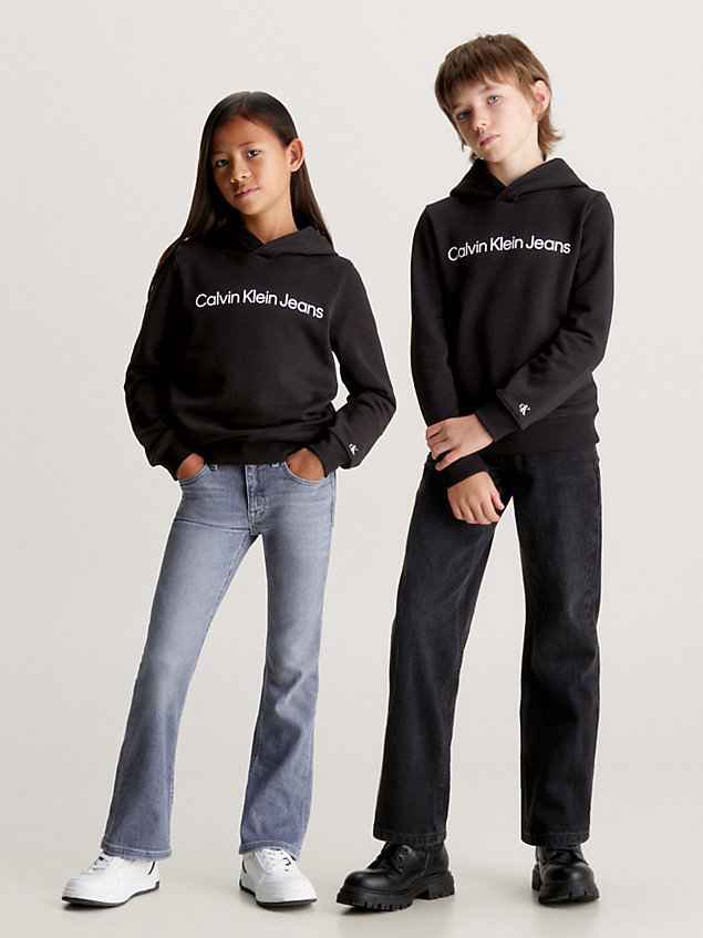 black dziecięca bluza z kapturem z logo dla dzieci unisex - calvin klein jeans