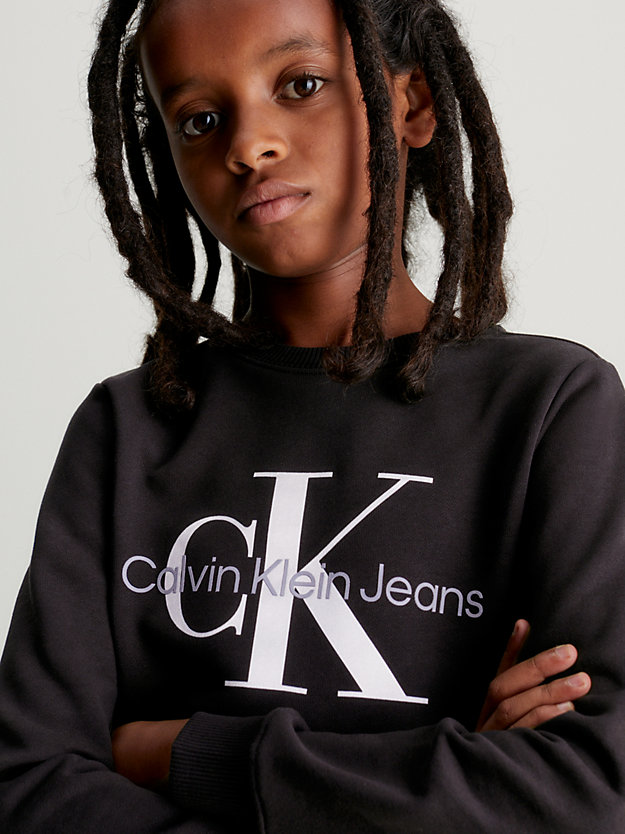ck black kids' logo sweatshirt for kids unisex calvin klein jeans