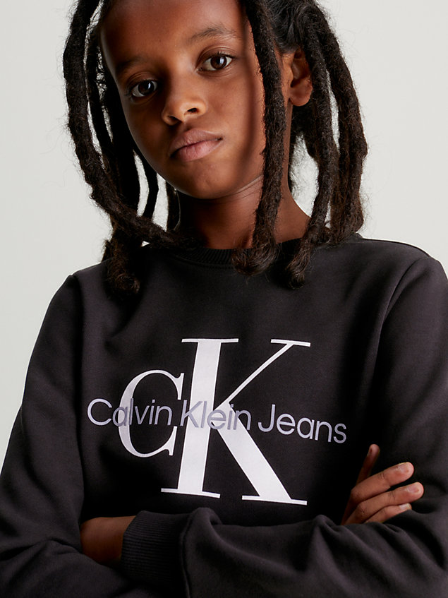 black unisex logo sweatshirt for kids unisex calvin klein jeans