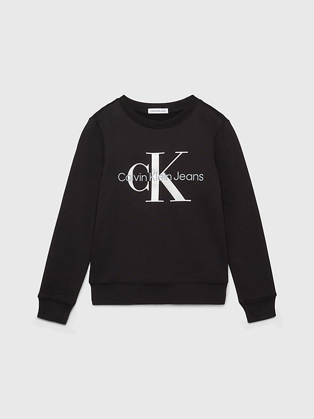 ck black kids' logo sweatshirt for kids unisex calvin klein jeans