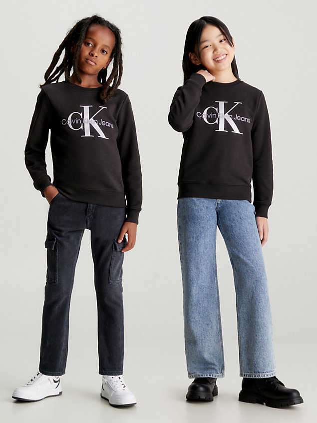black kids' logo sweatshirt for kids unisex calvin klein jeans