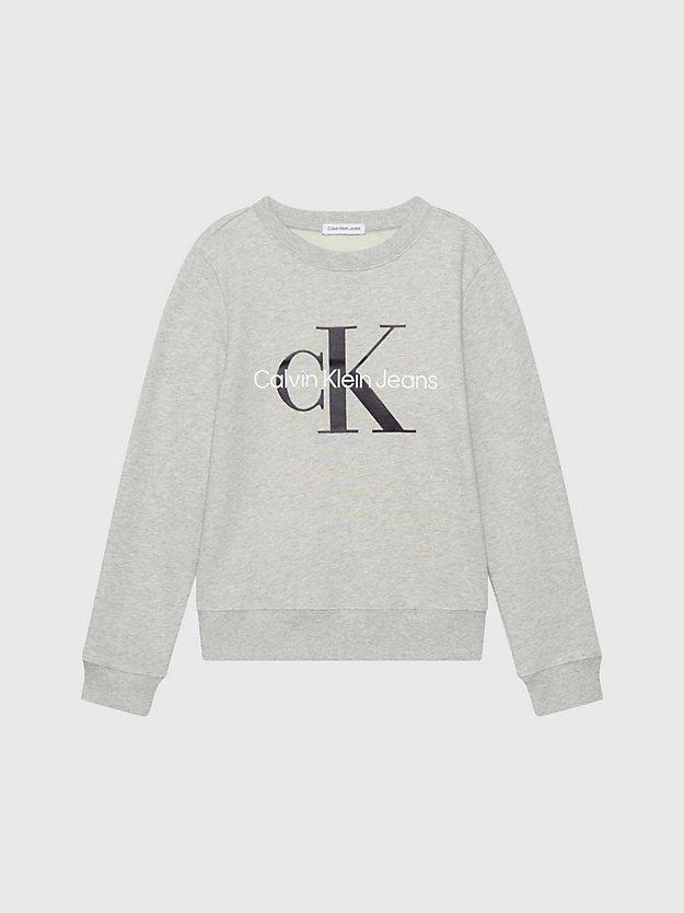 light grey heather kids' logo sweatshirt for kids unisex calvin klein jeans
