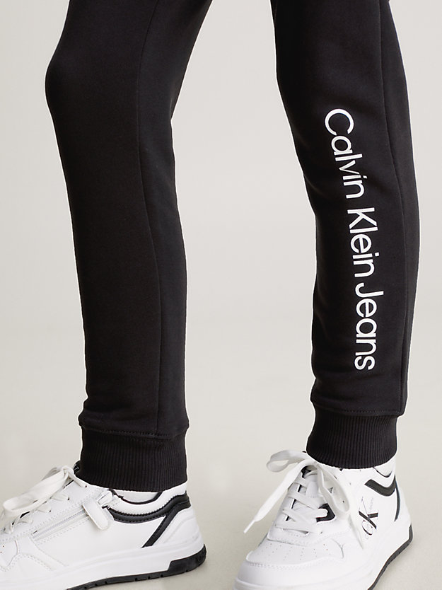 ck black kids' logo terry joggers for kids unisex calvin klein jeans
