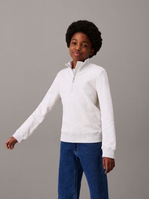 ck black kids' relaxed zip sweatshirt for kids gender inclusive calvin klein jeans