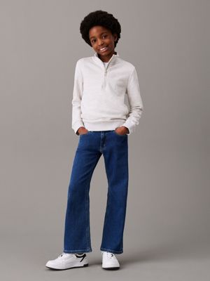 ck black kids' relaxed zip sweatshirt for kids gender inclusive calvin klein jeans