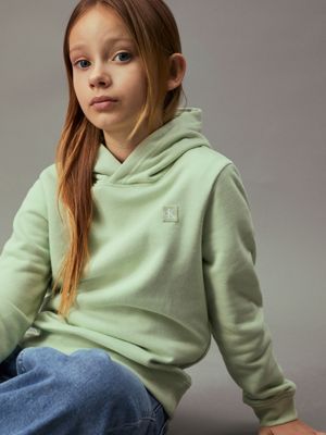 celadon green kids' hoodie for kids gender inclusive calvin klein jeans