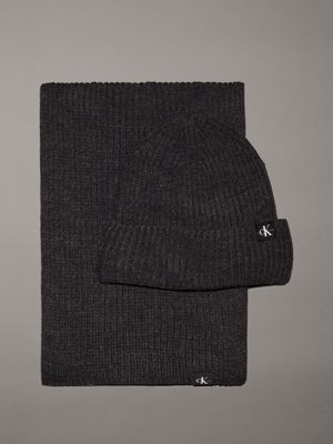 black kids' scarf & beanie set for kids gender inclusive calvin klein jeans