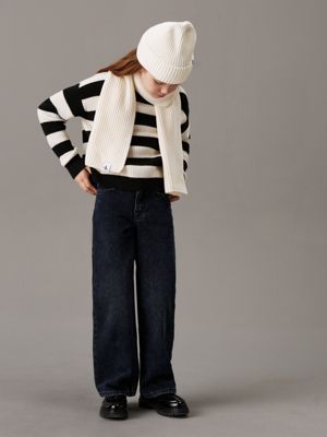 ivory kids' scarf & beanie set for kids gender inclusive calvin klein jeans