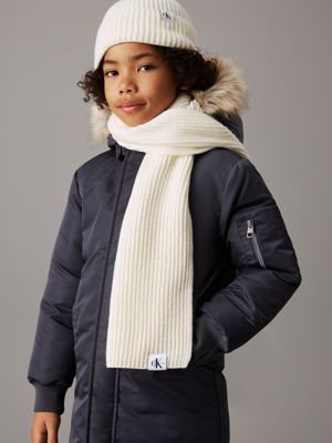 ivory kids' scarf & beanie set for kids gender inclusive calvin klein jeans