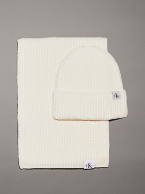 white kids' scarf & beanie set for kids gender inclusive calvin klein jeans