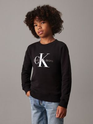 ck black kids' logo sweatshirt for kids gender inclusive calvin klein jeans