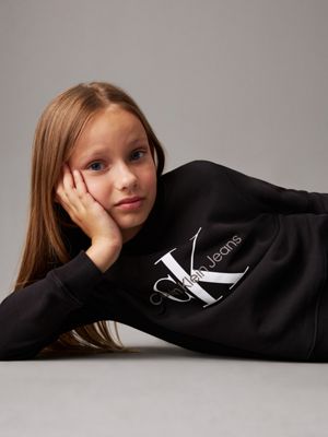 ck black kids' logo sweatshirt for kids gender inclusive calvin klein jeans