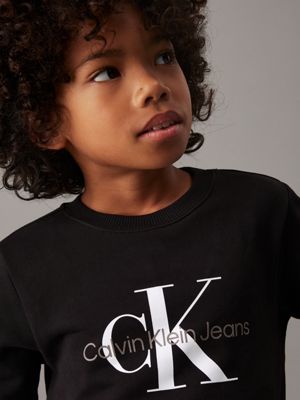 ck black kids' logo sweatshirt for kids gender inclusive calvin klein jeans