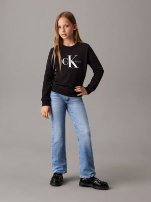 ck black kids' logo sweatshirt for kids gender inclusive calvin klein jeans