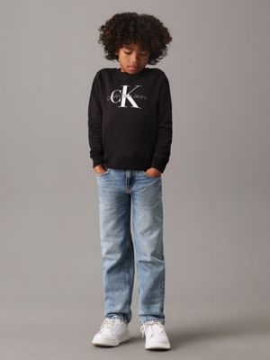 ck black kids' logo sweatshirt for kids gender inclusive calvin klein jeans