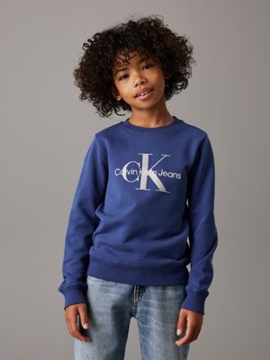 pigment blue kids' logo sweatshirt for kids gender inclusive calvin klein jeans