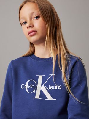 pigment blue kids' logo sweatshirt for kids gender inclusive calvin klein jeans